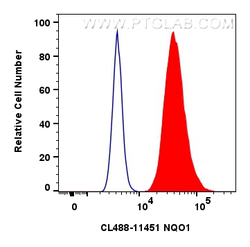 Flow cytometry (FC) experiment of MCF-7 cells using CoraLite® Plus 488-conjugated NQO1 Polyclonal anti (CL488-11451)