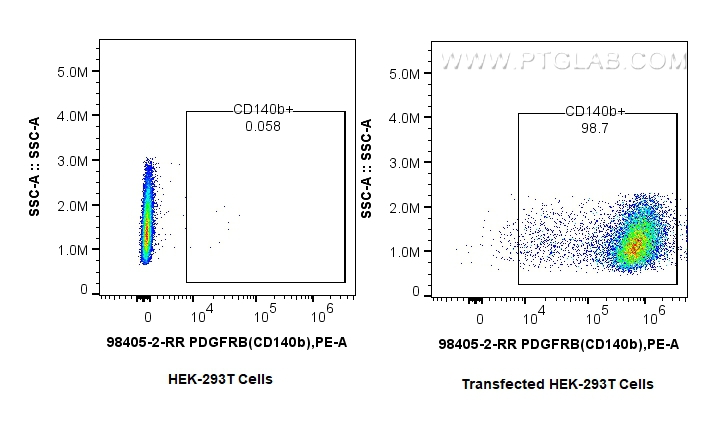 Flow cytometry (FC) experiment of Transfected HEK-293T cells using Anti-Human PDGFR beta/CD140b Rabbit Recombinant An (98405-2-RR)