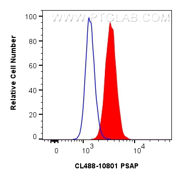 Flow cytometry (FC) experiment of HepG2 cells using CoraLite® Plus 488-conjugated PSAP Polyclonal anti (CL488-10801)