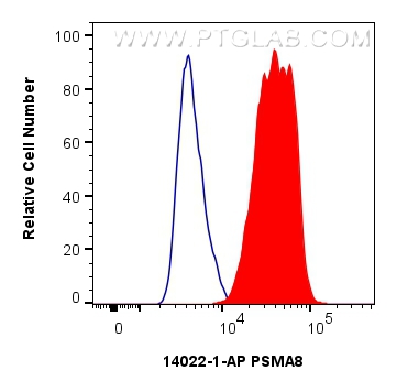 Flow cytometry (FC) experiment of HepG2 cells using PSMA8 Polyclonal antibody (14022-1-AP)