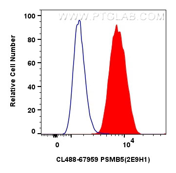 Flow cytometry (FC) experiment of HeLa cells using CoraLite® Plus 488-conjugated PSMB5 Monoclonal ant (CL488-67959)