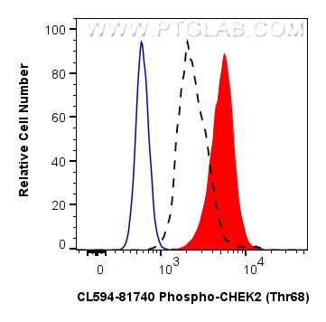 Flow cytometry (FC) experiment of PC-3 cells using CoraLite®594-conjugated Phospho-CHEK2 (Thr68) Reco (CL594-81740)