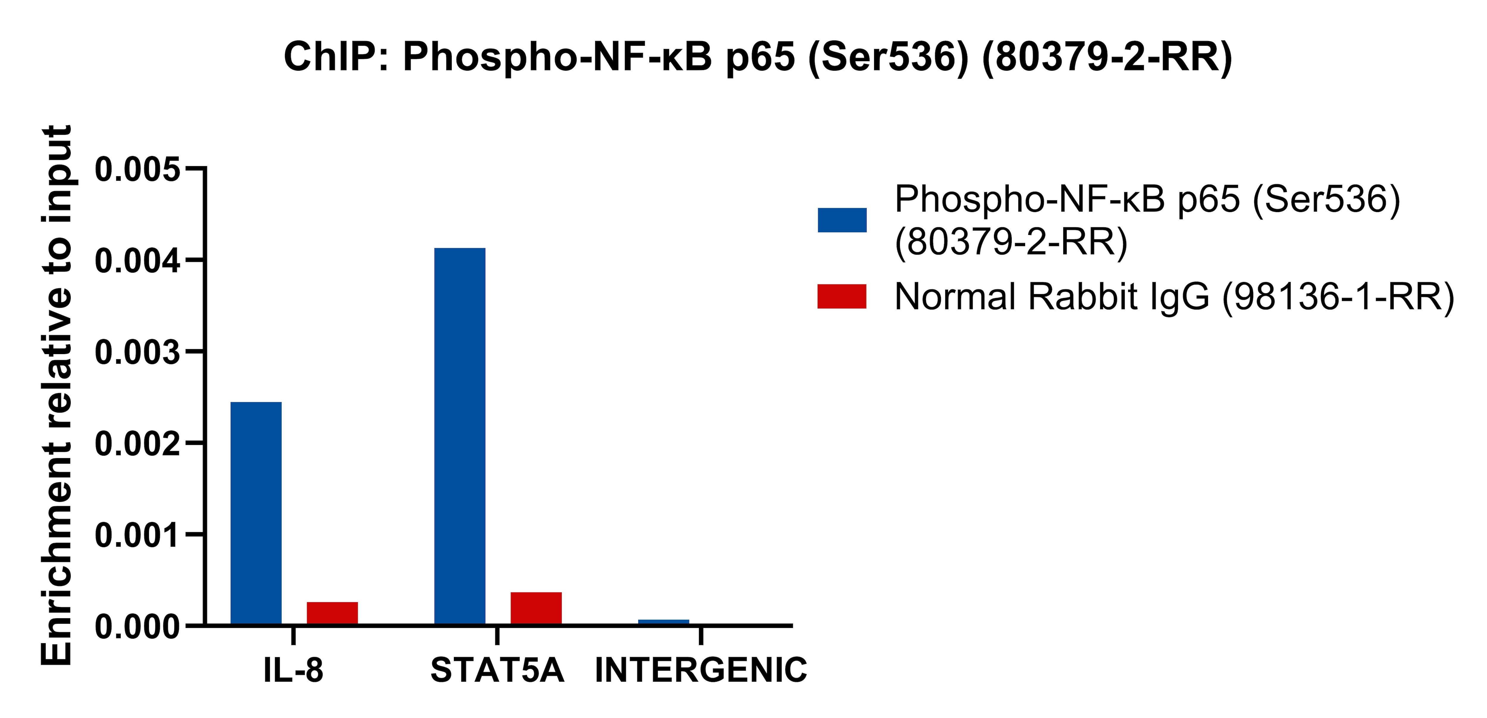 ChIP experiment of HeLa cells using Phospho-NF-κB p65 (Ser536) Recombinant monoclonal (80379-2-RR)