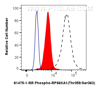 Flow cytometry (FC) experiment of HeLa cells using Phospho-RPS6KA1 (Thr359/Ser363) Recombinant antibo (81475-1-RR)