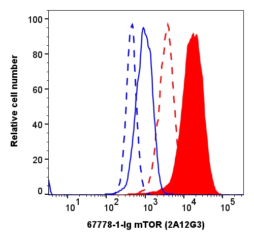 Flow cytometry (FC) experiment of HeLa cells using Phospho-mTOR (Ser2448) Monoclonal antibody (67778-1-Ig)