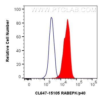 Flow cytometry (FC) experiment of HeLa cells using CoraLite® Plus 647-conjugated RABEPK/p40 Polyclona (CL647-15105)