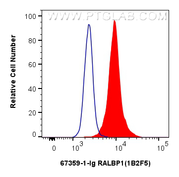 Flow cytometry (FC) experiment of HEK-293 cells using RALBP1 Monoclonal antibody (67359-1-Ig)