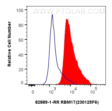 Flow cytometry (FC) experiment of HepG2 cells using RBM17 Recombinant antibody (82889-1-RR)