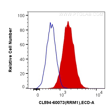 Flow cytometry (FC) experiment of HepG2 cells using CoraLite®594-conjugated RRM1 Monoclonal antibody (CL594-60073)