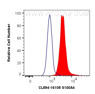 Flow cytometry (FC) experiment of Jurkat cells using CoraLite®594-conjugated S100A4 Polyclonal antibody (CL594-16105)