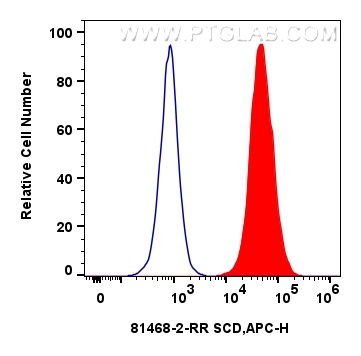 Flow cytometry (FC) experiment of HepG2 cells using SCD Recombinant antibody (81468-2-RR)