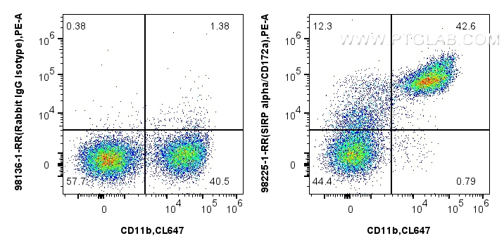 Flow cytometry (FC) experiment of mouse bone marrow cells using Anti-Mouse SIRP Alpha/CD172a Rabbit Recombinant An (98225-1-RR)