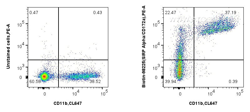 Flow cytometry (FC) experiment of mouse bone marrow cells using Biotin Anti-Mouse SIRP Alpha/CD172a Rabbit Recombi (Biotin-98225)