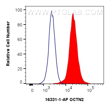 Flow cytometry (FC) experiment of HEK-293 cells using OCTN2 Polyclonal antibody (16331-1-AP)