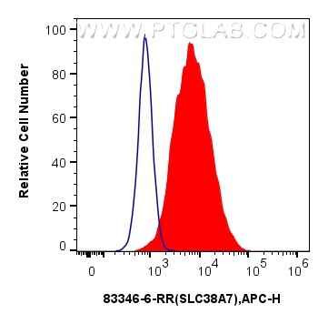 Flow cytometry (FC) experiment of Caco-2 cells using SLC38A7 Recombinant antibody (83346-6-RR)