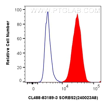 Flow cytometry (FC) experiment of U2OS cells using CoraLite® Plus 488-conjugated SORBS2 Recombinant a (CL488-83189-3)