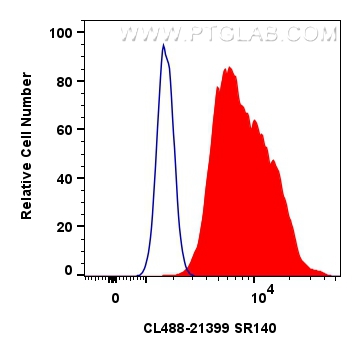 Flow cytometry (FC) experiment of HeLa cells using CoraLite® Plus 488-conjugated SR140 Polyclonal ant (CL488-21399)