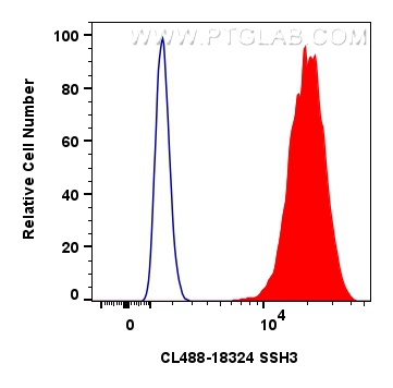 Flow cytometry (FC) experiment of A431 cells using CoraLite® Plus 488-conjugated SSH3 Polyclonal anti (CL488-18324)