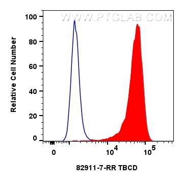 Flow cytometry (FC) experiment of MCF-7 cells using TBCD Recombinant antibody (82911-7-RR)