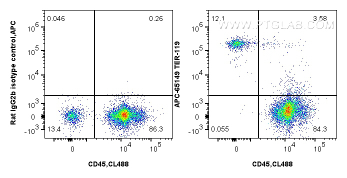 Flow cytometry (FC) experiment of mouse bone marrow cells using APC Anti-Mouse TER-119 (TER-119) (APC-65149)