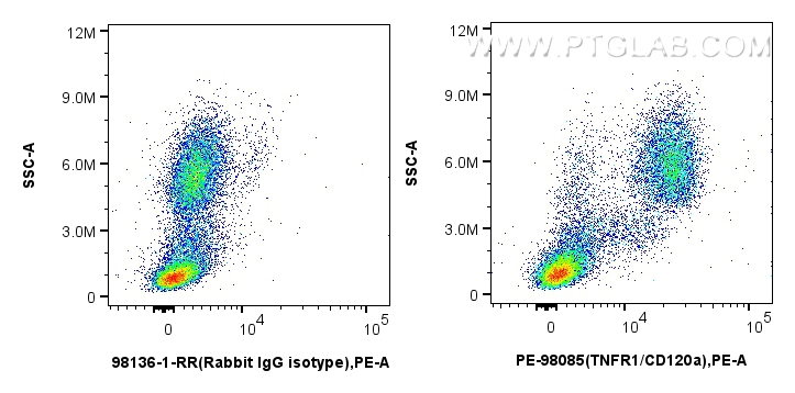 Flow cytometry (FC) experiment of human peripheral blood leukocytes using PE Anti-Human TNFR1/CD120a Rabbit Recombinant Anti (PE-98085)