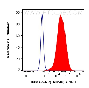 Flow cytometry (FC) experiment of HeLa cells using TRIM46 Recombinant antibody (83614-5-RR)