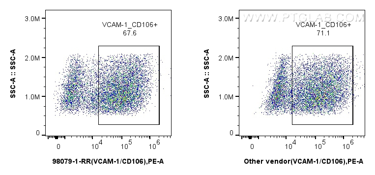 Flow cytometry (FC) experiment of HUVEC cells using Anti-Human VCAM-1/CD106 Rabbit Recombinant Antibod (98079-1-RR)