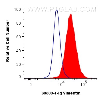 Flow cytometry (FC) experiment of HeLa cells using Vimentin Monoclonal antibody (60330-1-Ig)
