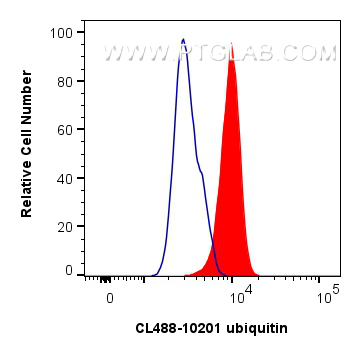 Flow cytometry (FC) experiment of HeLa cells using CoraLite® Plus 488-conjugated ubiquitin Polyclonal (CL488-10201)